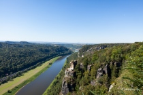 Blick auf Wartturm, Weiße Brüche & Elbe, Basteiaussicht, Sachsen, Deutschland, 09.09.2020 © by akkifoto.de